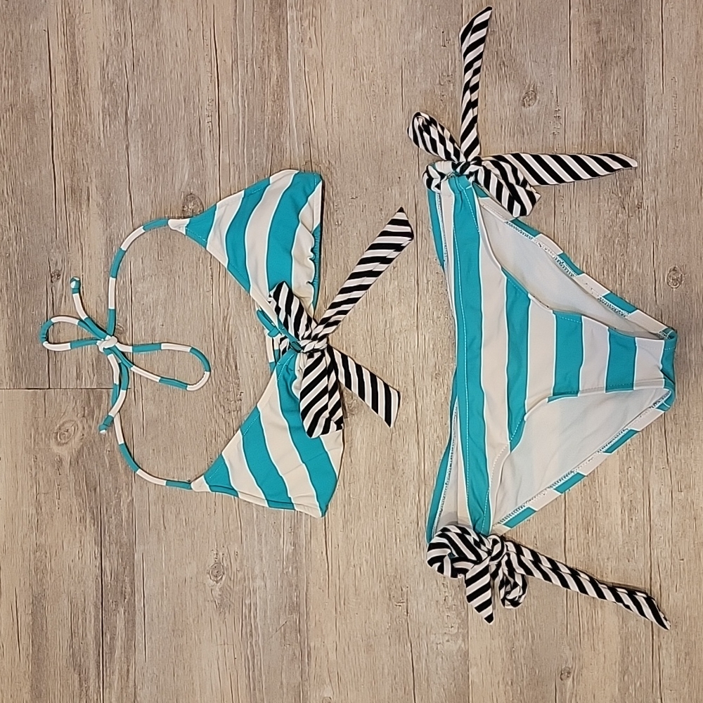 Kirra Girl Striped Tie Bikini Set